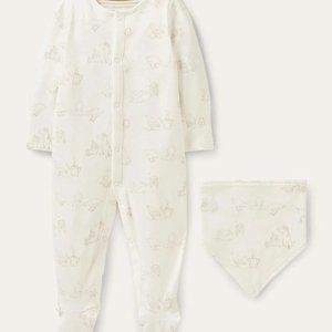 Baby Boden Ivory Farmyard Sleepsuit 0-3